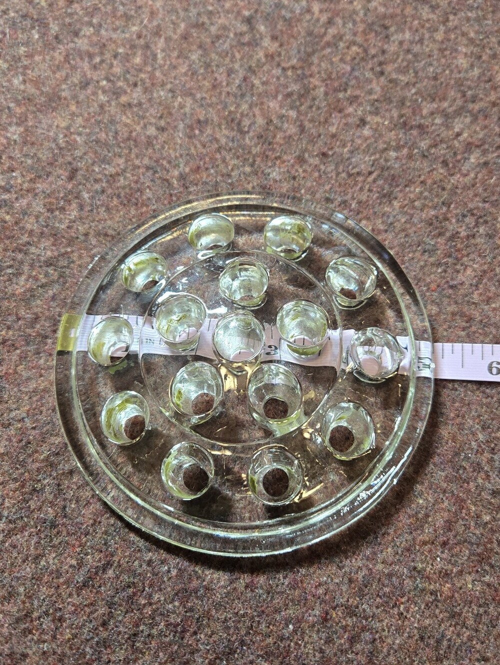 Vintage Clear Glass Flower Frog 5.5in
